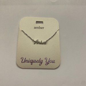 NWT Amber Personalized Name Silver Pendant 16-20" Necklace Uniquely You